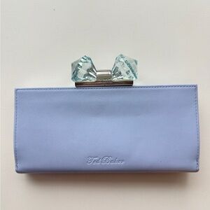 Ted Baker Light Blue Crystal Bow Long Wallet – Statement Clutch Style